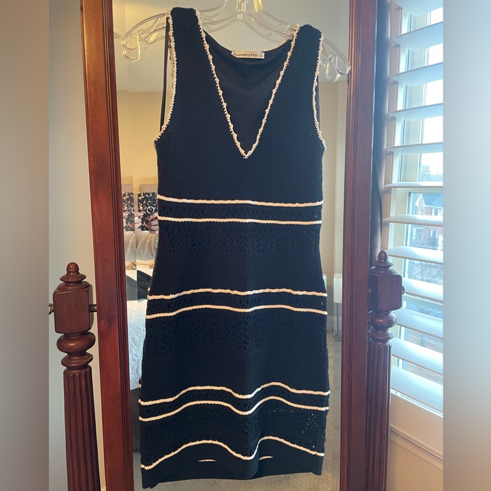 Abercrombie & Fitch Black and White Crochet Mini Dress
